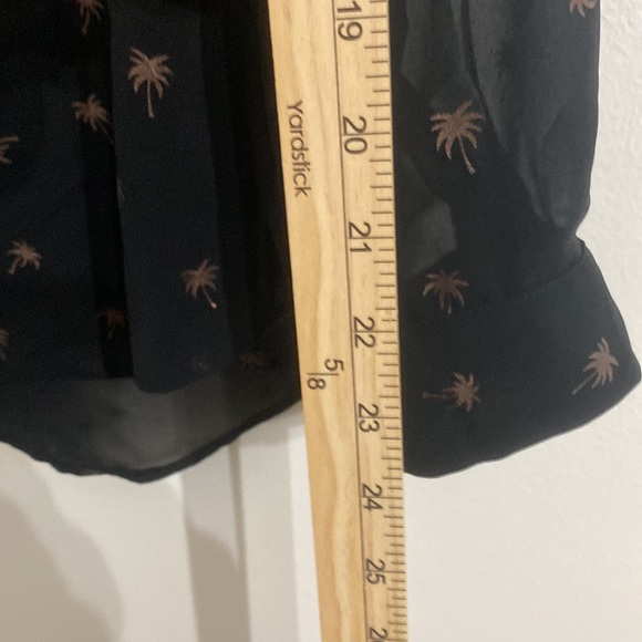 Lane Bryant Womens Sheer Palm Trees Blouse 14/16 Black Long Sleeve Drapey Ladies - Picture 13 of 15